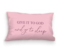 kdqua Give It to God and Go to Sleep, Decorative Pillows for Bed Bedroom, Christian Prayer Room Decor, Pink Christian Bible Pillow Covers 12x20, Sleep Themed Pillow Case Cushion Cover for Home Bedroom