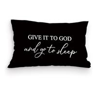 kdqua Give It to God,Go to Sleep, Decorative Pillows for Bed Bedroom, Christian Prayer Room Decor, Blue Christian Bible Pillow Covers 12x20, Print Black Sleep Themed Pillow Case Cushion Cover