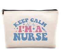 kdqua Retro Nurse Makeup Bag, Nursing W ifts, Nurses Appreciation Gifts for Women, Keep Clam I'm a Nurse Cosmetic Bags Zipper Pouch Travel Organizer Toiletry Bag