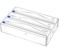 KDSKSC Tin Foil Organizer for Drawer with 12 Labels, Plastic Wrap Dispenser with Cutter, 3 in 1 Acrylic Aluminum Foil Holder, 2 Drawer Organizer for Kitchen Compatible with 12" Roll
