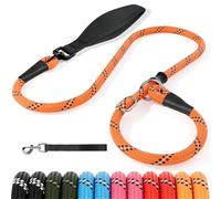 Kdsvakd Slip Lead for Dogs, Anti Pull Dog Training Leads with 360° Comfortable Padded Handle and Collar Attachment, Reflective Adjustable Gentle Leader for Small Medium Dog, Orange 8mm*1.2m