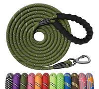 Kdsvakd Training Lead For Dogs, 15m / 50ft Long Rope Dog Lead with Padded Handle, Reflective, Anti-Pull, Suitable for Small, Medium, Large Dogs, ArmyGreen