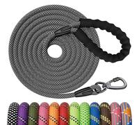 Kdsvakd Training Lead for Dogs, 20m / 65ft Dog Rope Lead with Carabiner Clip and Padded Handle, Reflective Recall Puppy Leash for Puppy, Small, Medium, Large Dog, Black
