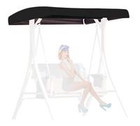 KDTRKH Outdoor Swing Canopy Replacement, Patio Chair Top Cover for Swing, Waterproof UV Resistant Swing Canopy Seat Top Sunproof Protection Cover,Black,191x120x18/23cm