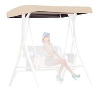 KDTRKH Outdoor Swing Canopy Replacement, Patio Chair Top Cover for Swing, Waterproof UV Resistant Swing Canopy Seat Top Sunproof Protection Cover,Beige,191x120x18/23cm