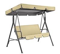 KDTRKH Swing Canopy Replacement Cover and Swing Cushion Cover Waterproof 2 and 3 Seater Swing Top Cover and Chair Cover Garden Outdoor Patio Swing Seat Cover Replacement,Beige,195x125x15cm