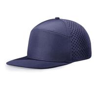 KDVOG Flat Brim Baseball Cap for Men Women, Unisex Laser Perforated Adjustable Performance Snapback Hat for Outdoor Sports, Navy Blue, One size