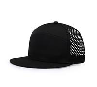 KDVOG Flat Brim Baseball Cap for Men Women, Unisex Laser Perforated Adjustable Performance Snapback Hat for Outdoor Sports, Black, One size
