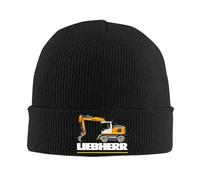 Kdvosbmd Winter Knitted Beanie Hat for Liebherr Logo E Black Cap Soft Acrylic Wool Blend, Stretchable Warm Unisex Hats