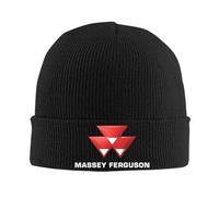 Kdvosbmd Winter Knitted Beanie Hat for Massey Ferguson M Black Cap Soft Acrylic Wool Blend, Stretchable Warm Unisex Hats