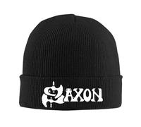 Kdvosbmd Winter Knitted Beanie Hat for Saxon Logo Black Cap Soft Acrylic Wool Blend, Stretchable Warm Unisex Hats