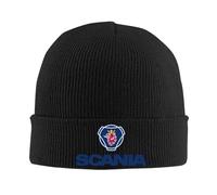 Kdvosbmd Winter Knitted Beanie Hat for Scania Saab V8 Logo B Black Cap Soft Acrylic Wool Blend, Stretchable Warm Unisex Hats