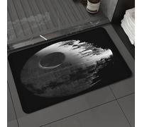 KDWJS Bath Mat,Soft and Comfortable,Super Water Absorption,Non-Slip,Machine Wash,Easier to Dry for Bathroom Floor Rug,War Death Star Black Gray,16x24 in