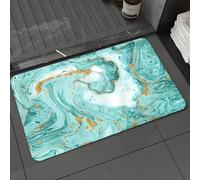 KDWJS Bath Mat,Soft and Comfortable,Super Water Absorption,Non-Slip,Machine Wash,Easier to Dry for Bathroom Floor Rug,Marble turquoise and gold colors on a white paper,16x24 in