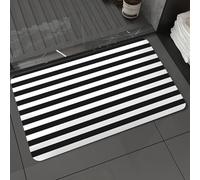 KDWJS Bath Mat,Soft and Comfortable,Super Water Absorption,Non-Slip,Machine Wash,Easier to Dry for Bathroom Floor Rug,Black and white stripes pattern, alternating black and white horizontal,16x24 in