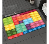 KDWJS Bath Mat,Soft and Comfortable,Super Water Absorption,Non-Slip,Machine Wash,Easier to Dry for Bathroom Floor Rug,Colorful Lego design, various colorful square circles, seamless pattern,16x24 in