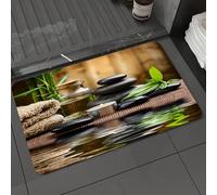 KDWJS Bath Mat,Soft and Comfortable,Super Water Absorption,Non-Slip,Machine Wash,Easier to Dry for Bathroom Floor Rug,zen basalt stones and spa oil on the wood,16x24 in
