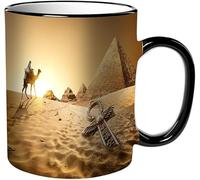 KDWJS Coffee Mug Funny Mug,Coloured Mug Cup Gift Birthday Work Office Christmas Printed Coffee Cup 11Oz Cups 330ml,White,Egyptian Travelers Desert Pyramid