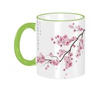 KDWJS Coffee Mug Funny Mug,Coloured Mug Cup Gift Birthday Work Office Christmas Printed Coffee Cup 11Oz Cups 330ml,White,Pastel Color Cherry Blossom. Japan Sakura Branch with Blooming Flowers