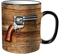 KDWJS Coffee Mug Funny Mug,Coloured Mug Cup Gift Birthday Work Office Christmas Printed Coffee Cup 11Oz Cups 330ml,White,Western,Old Style Revolver Antique Six Shooter Gun Weapon Pist
