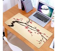 KDWJS Gaming Mouse Pad Mouse Mat - 35.5 x 16 in - XXL mousepad - Table mat large size - improved precision and speed - Japanese traditional Chinese color of Figural Tree with details brushstroke effe