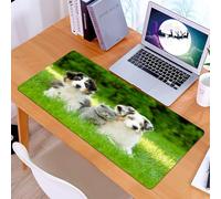 KDWJS Gaming Mouse Pad Mouse Mat - 35.5 x 16 in - XXL mousepad - Table mat large size - improved precision and speed - Dog, cute pets puppy family in the garden australian shepherds and