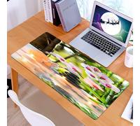 KDWJS Gaming Mouse Pad Mouse Mat - 35.5 x 16 in - XXL mousepad - Table mat large size - improved precision and speed - With towels, stones, orchids and candles, rolling towels, black pebbles, white o