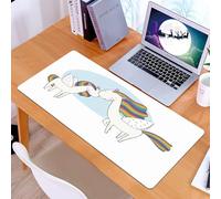 KDWJS Gaming Mouse Pad Mouse Mat - 35.5 x 16 in - XXL mousepad - Table mat large size - improved precision and speed - Beautiful rainbow pegasus with wings on a white background