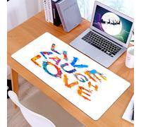 KDWJS Gaming Mouse Pad Mouse Mat - 35.5 x 16 in - XXL mousepad - Table mat large size - improved precision and speed - Live Laugh Love Decor,Watercolor Splash Paint Art Letters Joyous Delirious Grun