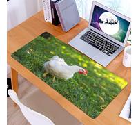 KDWJS Gaming Mouse Pad Mouse Mat - 35.5 x 16 in - XXL mousepad - Table mat large size - improved precision and speed - Rooster portrait, a white chicken with unique red characteristics, against the b