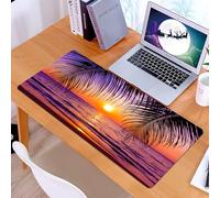 KDWJS Gaming Mouse Pad Mouse Mat - 35.5 x 16 in - XXL mousepad - Table mat large size - improved precision and speed - Palm, tropical beach under shade at sunset. Ocean Waves. Serenity in the nature