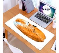 KDWJS Gaming Mouse Pad Mouse Mat - 35.5 x 16 in - XXL mousepad - Table mat large size - improved precision and speed - watercolor illustration of a sleeping fox red fox curled up in a ball white back