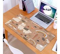 KDWJS Gaming Mouse Pad Mouse Mat - 35.5 x 16 in - XXL mousepad - Table mat large size - improved precision and speed - Cute cougar, cactus and bohemian style rainbow, seamless background design in ha
