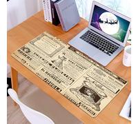 KDWJS Gaming Mouse Pad Mouse Mat - 35.5 x 16 in - XXL mousepad - Table mat large size - improved precision and speed - Paris,Vintage Old Historic Newspaper Journal French Paper Lettering Art