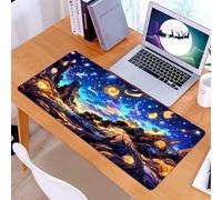 KDWJS Gaming Mouse Pad Mouse Mat - 35.5 x 16 in - XXL mousepad - Table mat large size - improved precision and speed - landscape at night painting with artistic conception