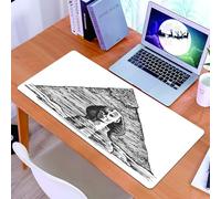 KDWJS Gaming Mouse Pad Mouse Mat - 35.5 x 16 in - XXL mousepad - Table mat large size - improved precision and speed - Egyptian Decor, Sketch Style Art of Sphinx and Pyramid Old Ancient Empire Histor