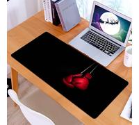 KDWJS Gaming Mouse Pad Mouse Mat - 35.5 x 16 in - XXL mousepad - Table mat large size - improved precision and speed - Red boxing equipment, a pair of eye-catching red boxing gloves hanging on a blac