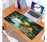 KDWJS Gaming Mouse Pad Mouse Mat - 35.5 x 16 in - XXL mousepad - Table mat large size - improved precision and speed - Landscape painting, a country hut, nestled in a reflective river, shrouded in gr