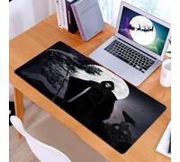 KDWJS Gaming Mouse Pad Mouse Mat - 35.5 x 16 in - XXL mousepad - Table mat large size - improved precision and speed - Illustration - Silhouette of a Grim Reaper or fantasy evil spirit in a graveyard