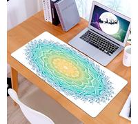 KDWJS Gaming Mouse Pad Mouse Mat - 35.5 x 16 in - XXL mousepad - Table mat large size - improved precision and speed - Mandala, aquatic motif in Mandala color with sun at the center of Indian Zen art