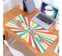 KDWJS Gaming Mouse Pad Mouse Mat - 35.5 x 16 in - XXL mousepad - Table mat large size - improved precision and speed - 70s party decoration, The Seventies retro pastel colored typography
