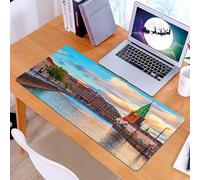 KDWJS Gaming Mouse Pad Mouse Mat - 35.5 x 16 in - XXL mousepad - Table mat large size - improved precision and speed - European city view, picturesque summer sunset from Copenhagen Denmark Old Scandi