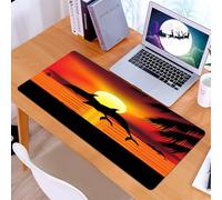 KDWJS Gaming Mouse Pad Mouse Mat - 35.5 x 16 in - XXL mousepad - Table mat large size - improved precision and speed - Whale, two dolphins in the ocean at sunset with palm leaves, roma view