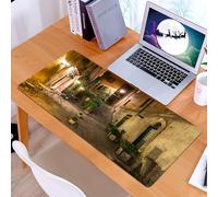KDWJS Gaming Mouse Pad Mouse Mat - 35.5 x 16 in - XXL mousepad - Table mat large size - improved precision and speed - Washable placemats, Italian, old courtyard Rome Italy Cafe Stüh