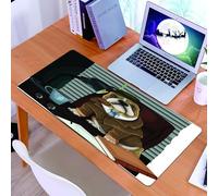 KDWJS Gaming Mouse Pad Mouse Mat - 35.5 x 16 in - XXL mousepad - Table mat large size - improved precision and speed - The secret of the dog detective costume of the Bulldog Sherlock Bulldog, the det