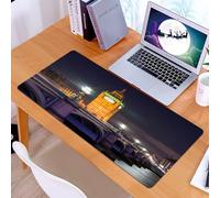 KDWJS Gaming Mouse Pad Mouse Mat - 35.5 x 16 in - XXL mousepad - Table mat large size - improved precision and speed - Enchanting London Nightscape，The Iconic Big Ben Shining Bright Above the Thames