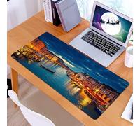 KDWJS Gaming Mouse Pad Mouse Mat - 35.5 x 16 in - XXL mousepad - Table mat large size - improved precision and speed - Venice Deor, scenes of the beach of the city of Venice, night architecture of It