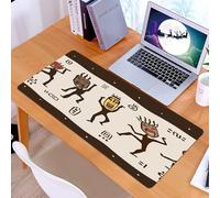 KDWJS Gaming Mouse Pad Mouse Mat - 35.5 x 16 in - XXL mousepad - Table mat large size - improved precision and speed - Primitive, Native American Dancing Cartoon Wearing African Masks Prehistoric Rit