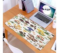 KDWJS Gaming Mouse Pad Mouse Mat - 35.5 x 16 in - XXL mousepad - Table mat large size - improved precision and speed - Mushroom seamless pattern with forest wild species so as suillus puffball russul