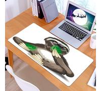 KDWJS Gaming Mouse Pad Mouse Mat - 35.5 x 16 in - XXL mousepad - Table mat large size - improved precision and speed - Cartoon sloth holding green leaves and smiling, lazy illustration enjoying some